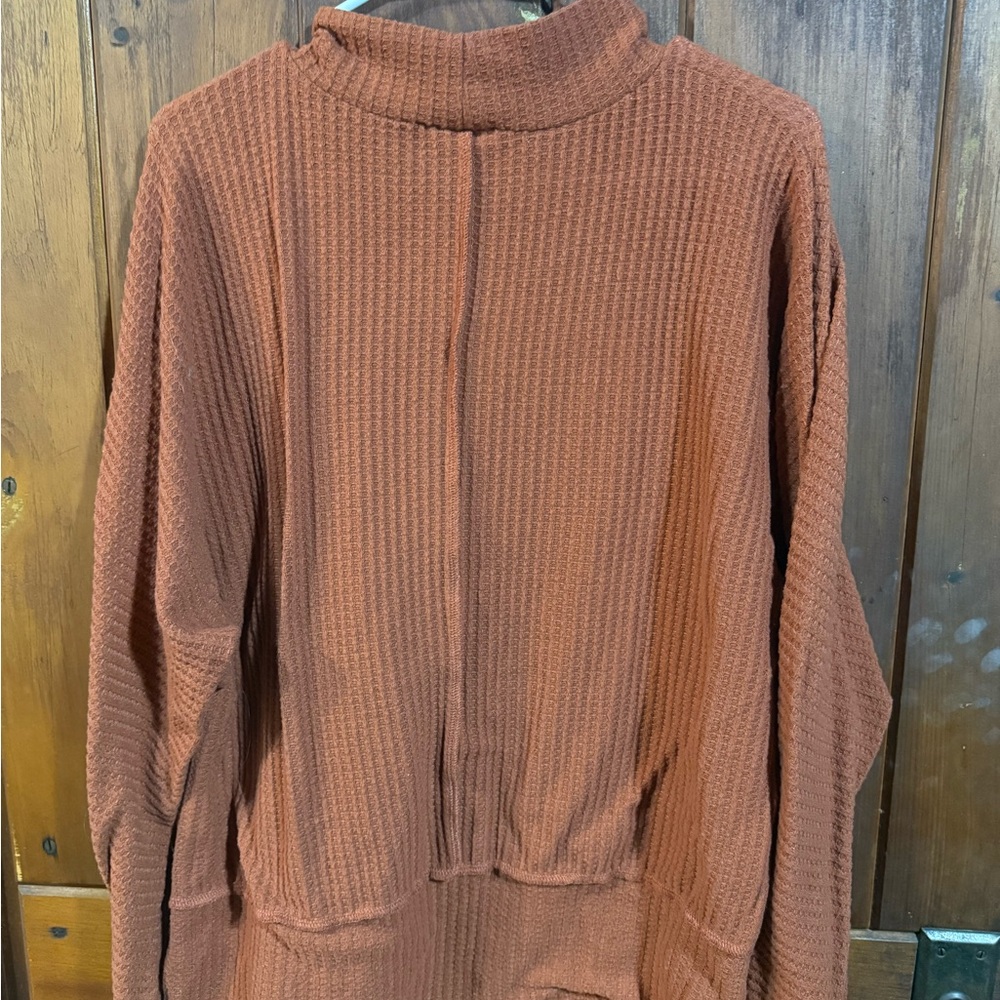 Women's Rust Waffle Knit Top